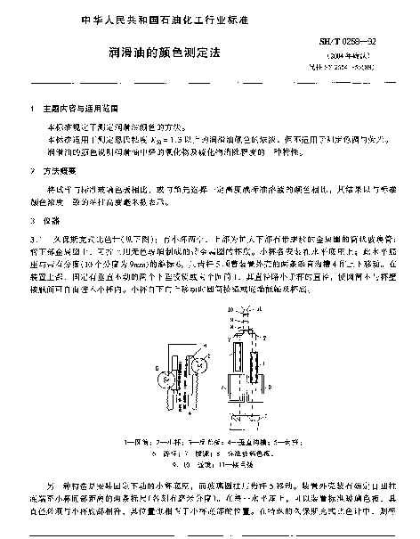 SHT 0258-1992 润滑油的颜色测定法