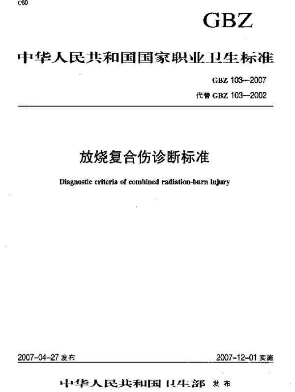 GBZ 103-2007 放烧复合伤诊断标准