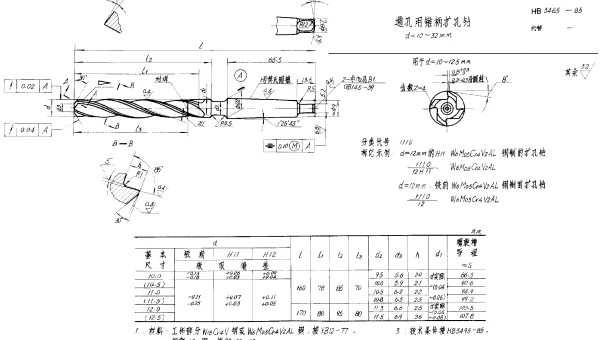 HB 3485-1985 通孔用锥柄扩孔钻 d=10~32mm