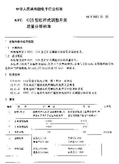 SJT 9561.16-1993 KFC-G01型杠杆式调整开关质量分等标准