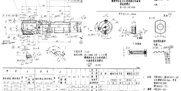HB 3703-1986 镶硬质合金刀片的焊接式外排屑深孔推镗刀 d=15~40mm