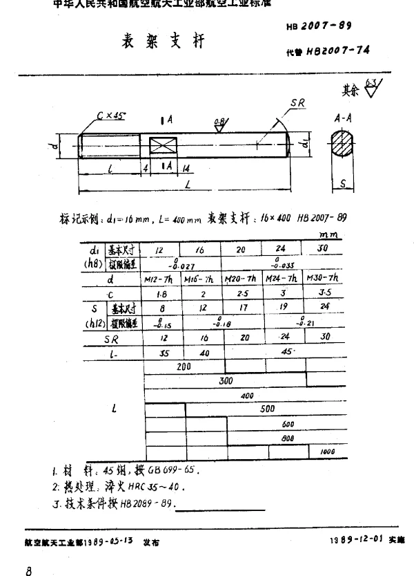 HB 2007-1989 表架支杆