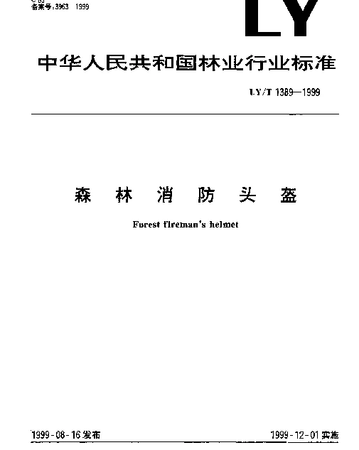 LYT 1389-1999 森林消防头盔
