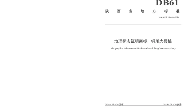 DB61T 1945-2024 地理标志证明商标 铜川大樱桃