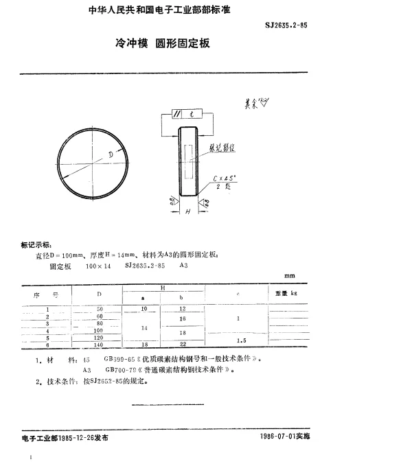 SJ 2635.2-1985 冷冲模.圆形固定板