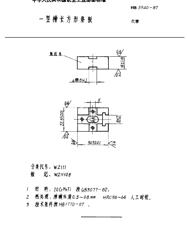 HB 3940-1987 一竖槽长方形垫板