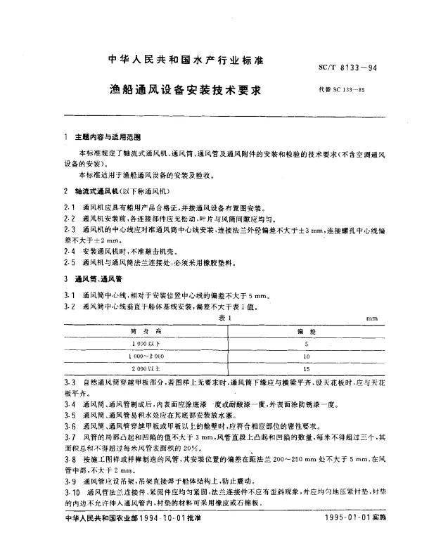 SCT 8133-1994 渔船通风设备安装技术要求