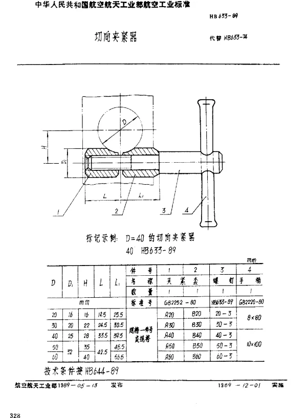 HB 633-1989 切向夹紧器
