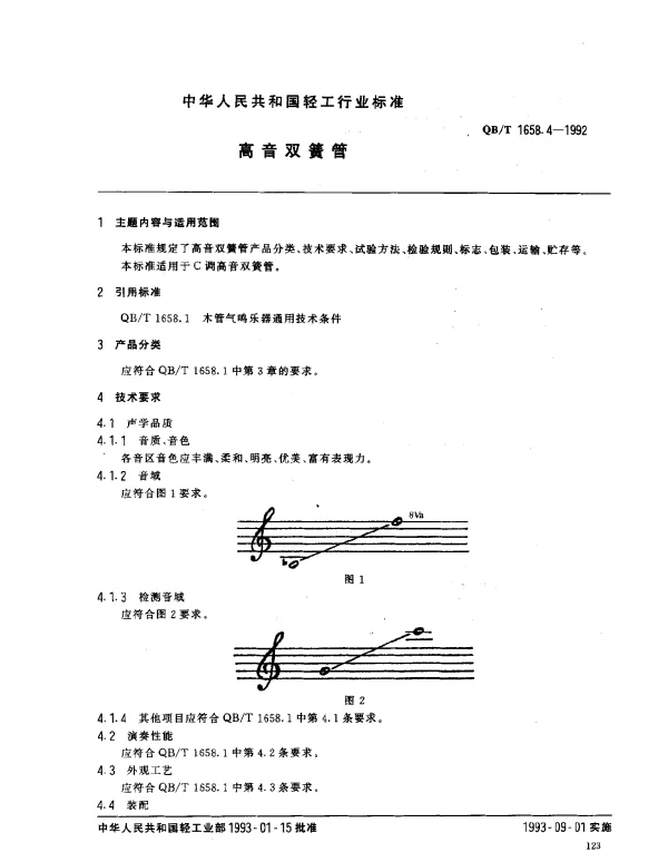 QBT 1658.4-1992 高音双簧管