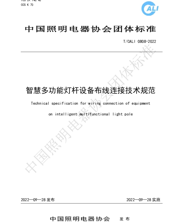 TCALI 0808-2022 智慧多功能灯杆设备布线连接技术规范