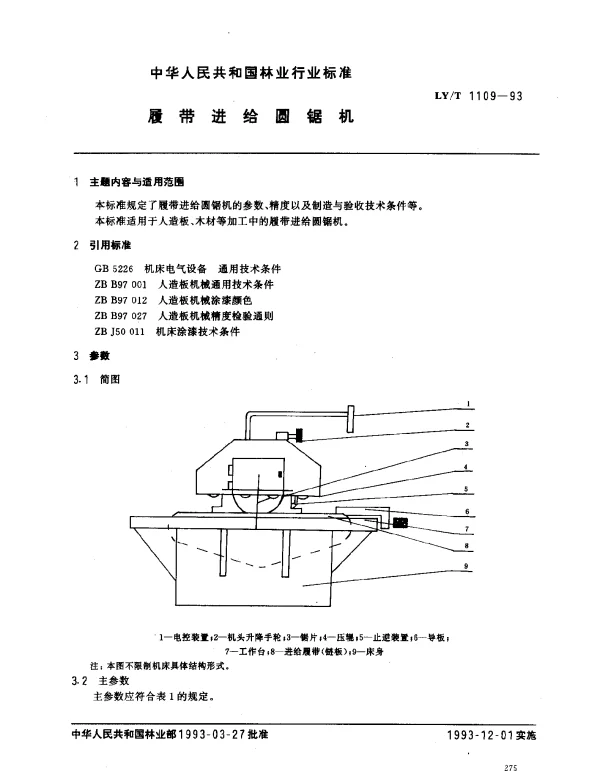 LYT 1109-1993 履带进给圆锯机