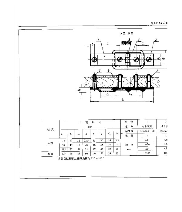 QJ 612A-1998 包装箱附件 限位合页