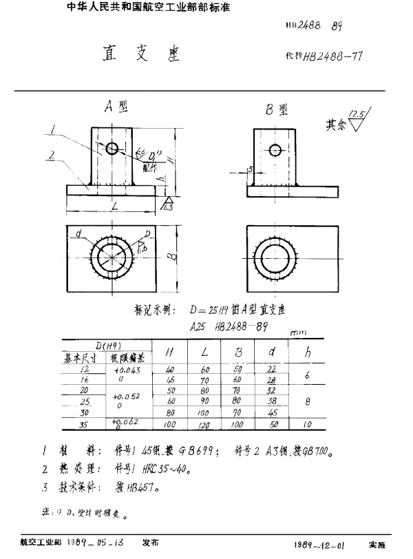 HB 2488-1989 直支座