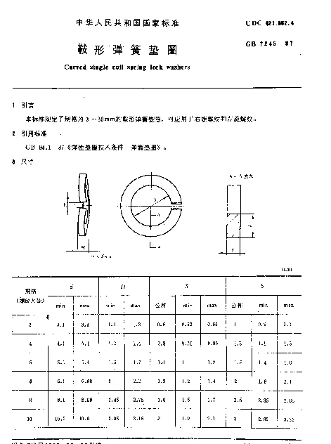 GB 7245-1987 鞍形弹簧垫圈