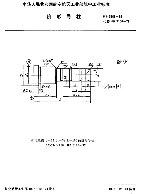 HB 3166-1992 阶形导柱