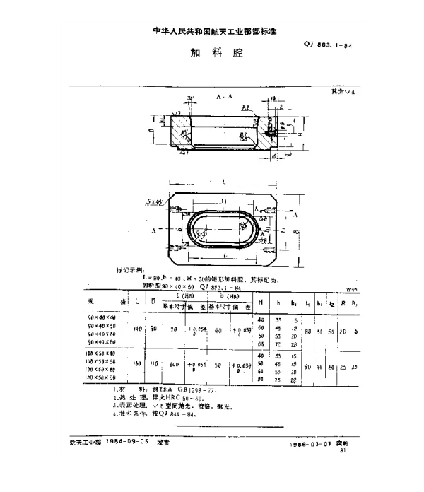 QJ 883.1-1984 塑料挤压模具 加料腔