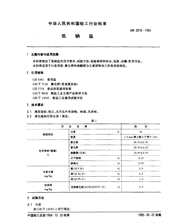 QB 2019-1994 低钠盐