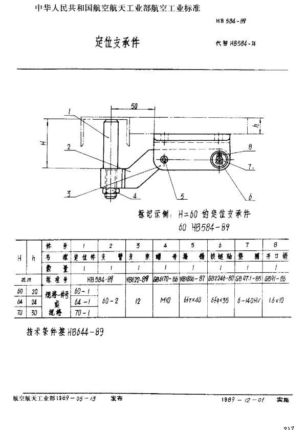 HB 584-1989 定位支承件