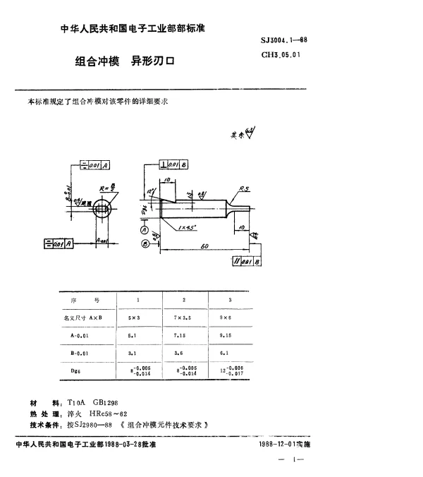 SJ 3004.1-1988 组合冲模.异形刃口
