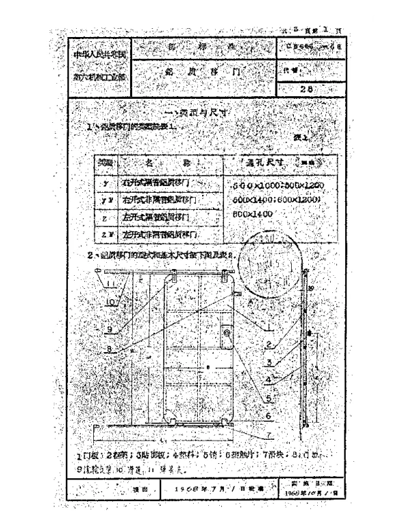 CB 666-1968 铝质移门