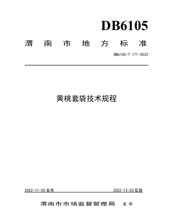 DB6105T 171-2022 黄桃套袋技术规程