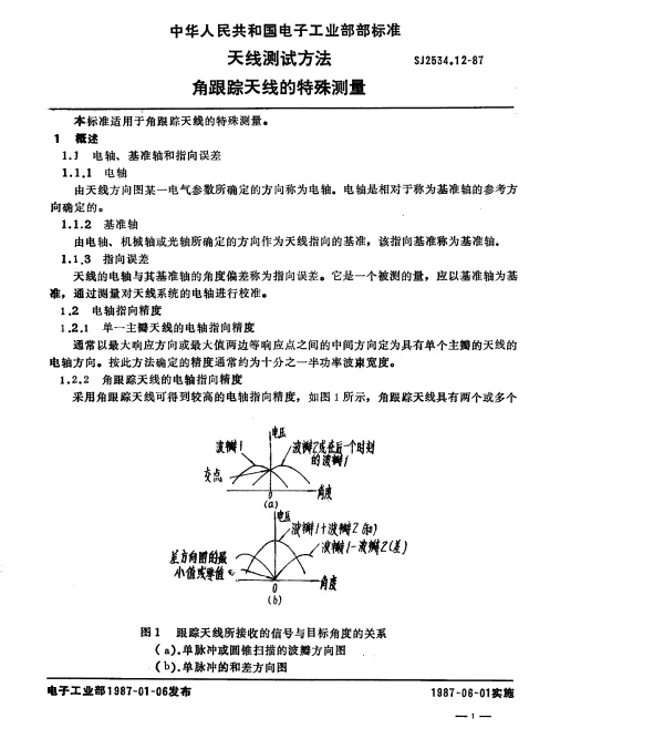 SJ 2534.12-1987 天线测试方法.角跟踪天线的特殊测量
