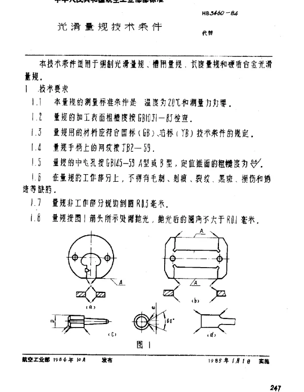 HB 3460-1984 光滑量规技术条件