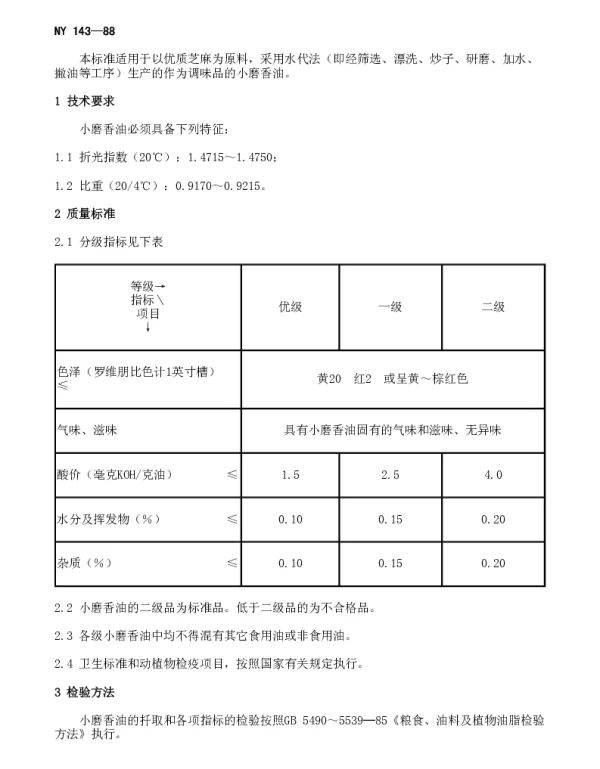 NY 143-1988 小磨香油