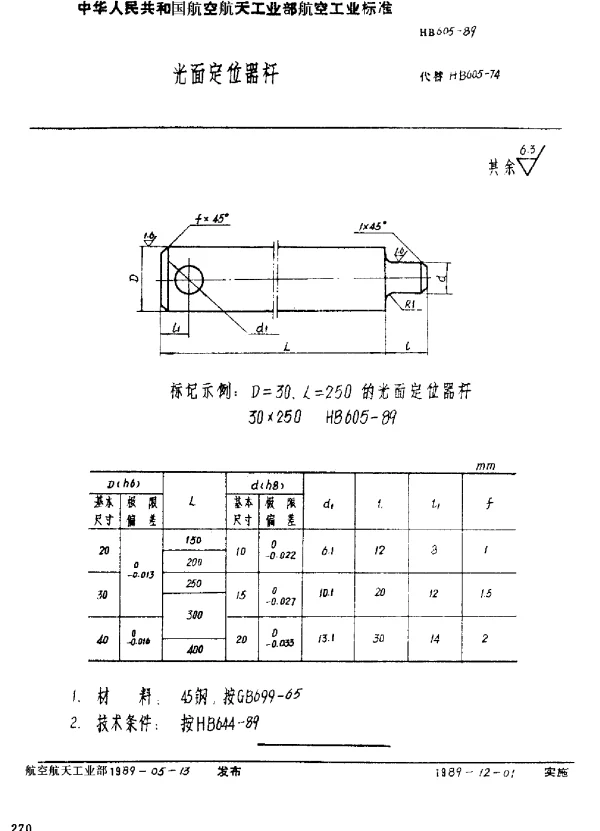 HB 605-1989 光面定位器杆