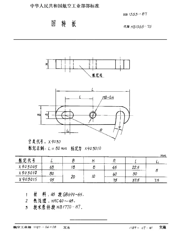 HB 1353-1987 回转板