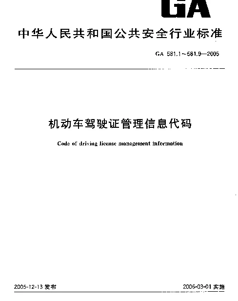 GA 581.5-2005 机动车驾驶证管理信息代码.第5部分：驾驶证状态代码