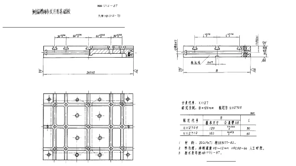 HB 1214-1987 侧偏槽稀布长方形基础板