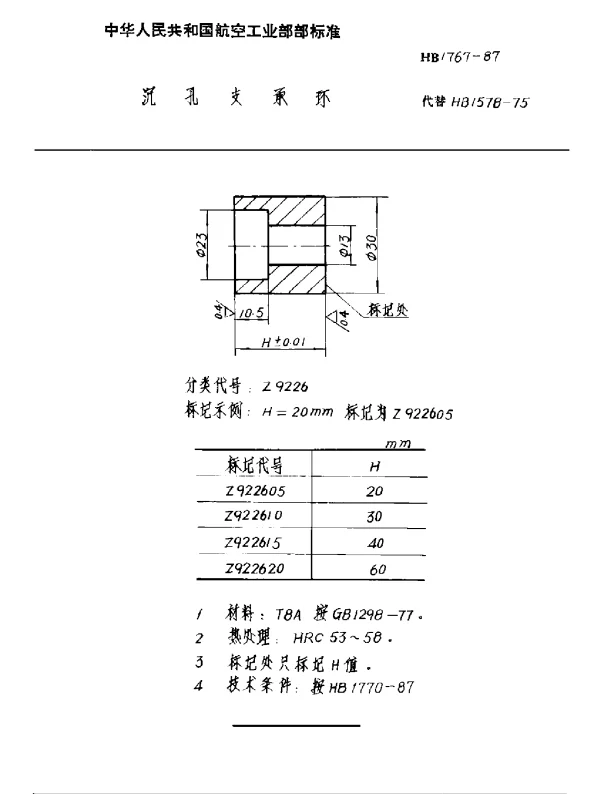 HB 1767-1987 沉孔支承环