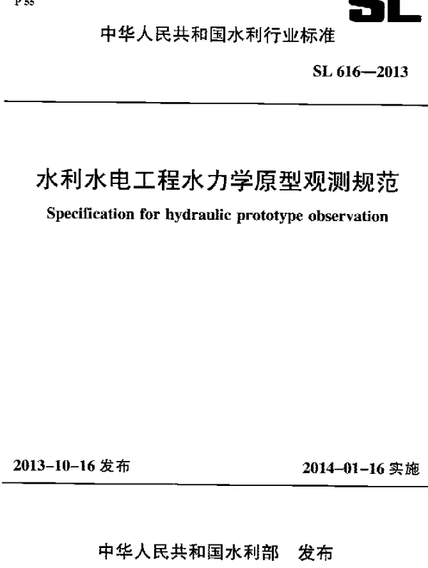 SL 616-2013 水利水电工程水力学原型观测规范