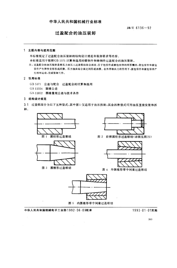 JBT 6136-1992 过盈配合的油压装卸
