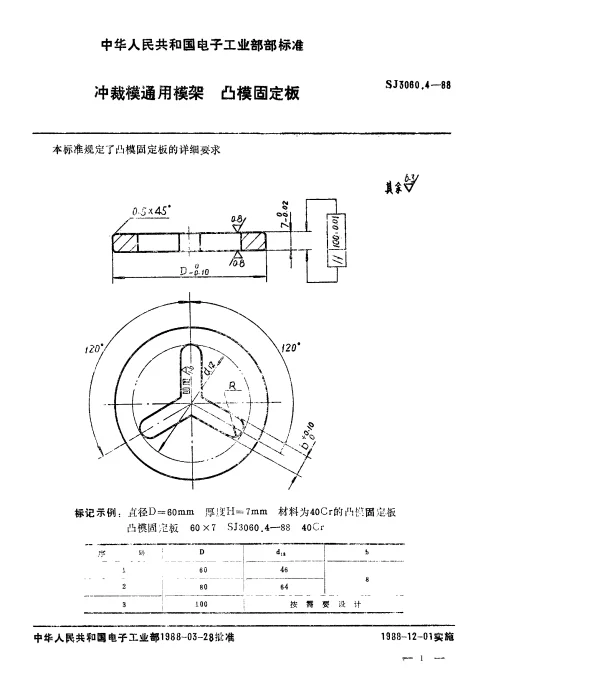 SJ 3060.4-1988 冲裁模通用模架.凸模固定板