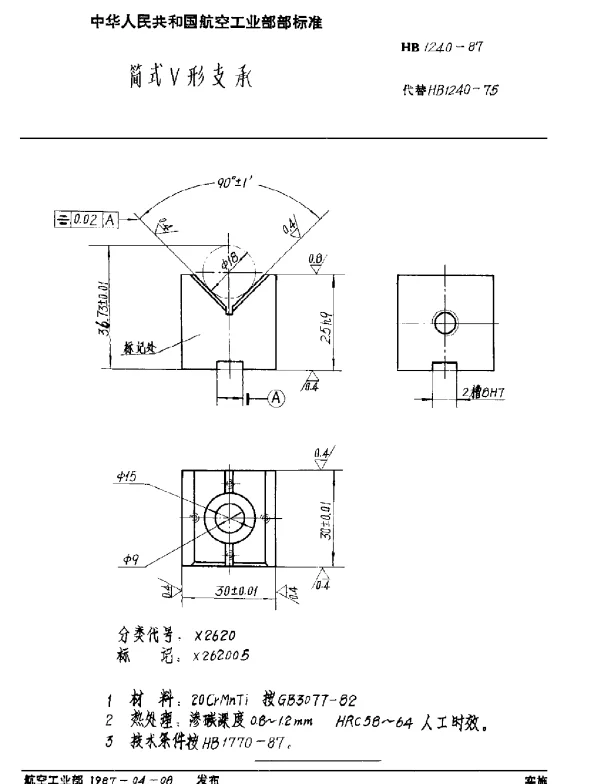 HB 1240-1987 简式V形支承