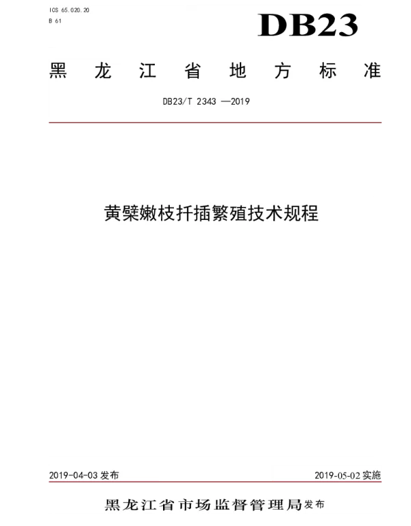 DB23T 2343—2019 黄檗嫩枝扦插繁殖技术规程
