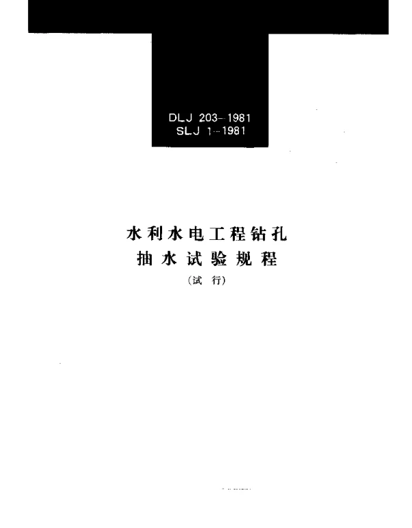 DL J 203-1981 水利水电工程钻孔抽水试验规程