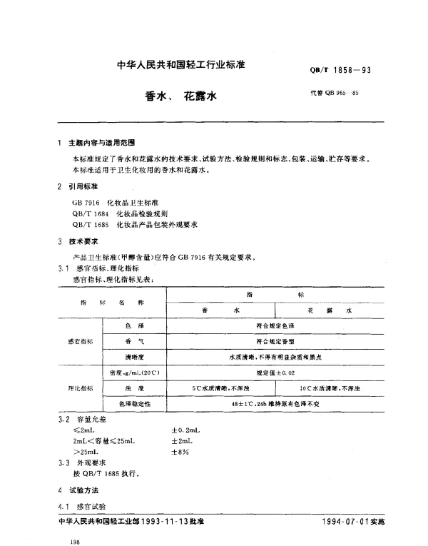 QBT 1858-1993 香水、花露水