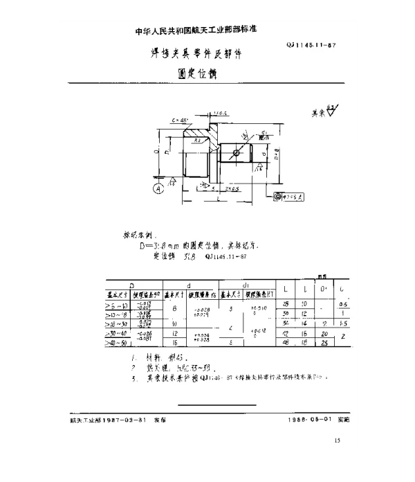 QJ 1145.11-1987 焊接夹具零件及部件 圆定位销