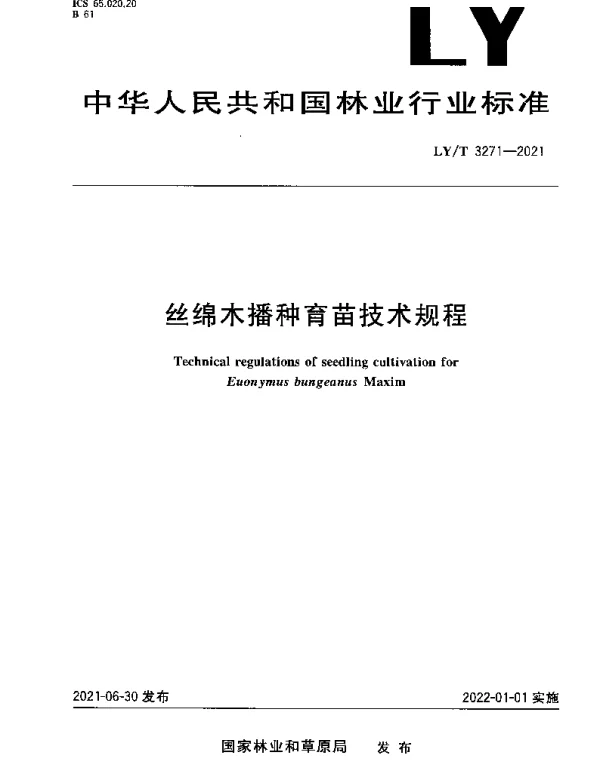 LYT 3271-2021 丝绵木播种育苗技术规程