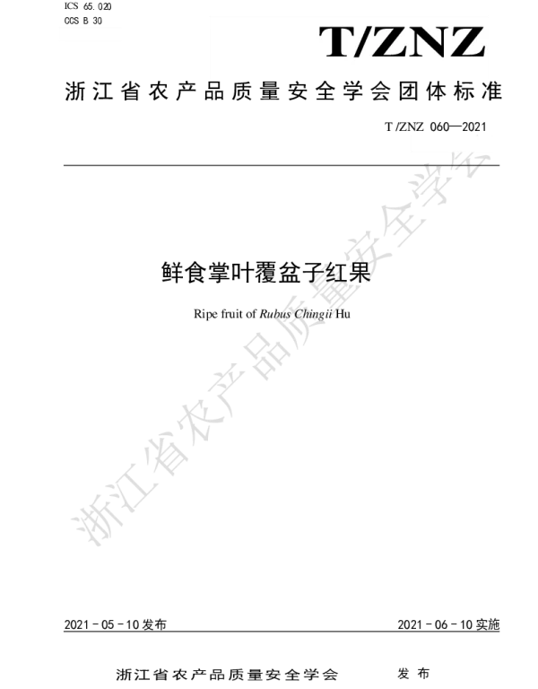 TZNZ 060-2021 鲜食掌叶覆盆子红果