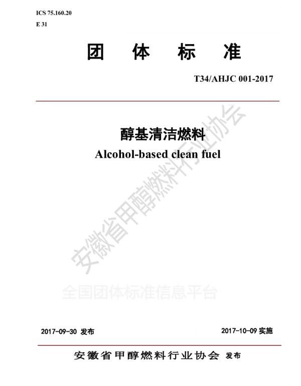 TAHJC 001-2017 醇基清洁燃料