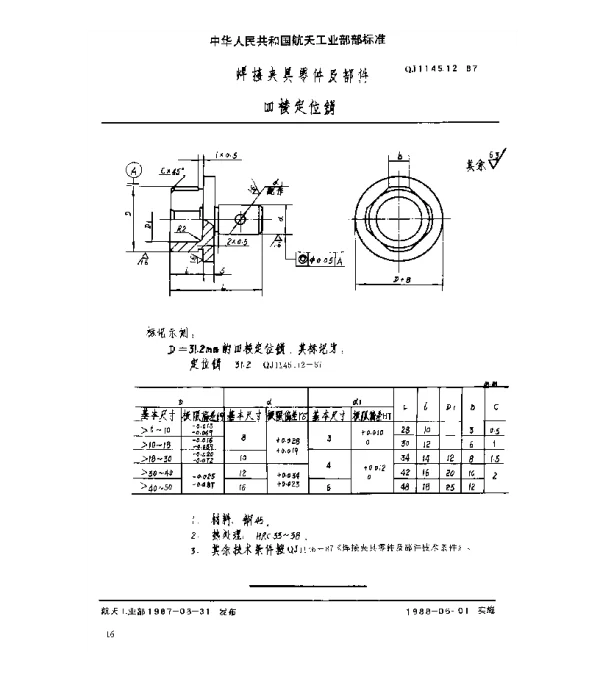 QJ 1145.12-1987 焊接夹具零件及部件 四棱定位销