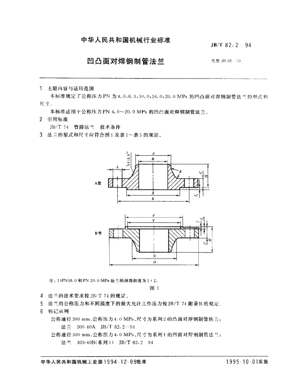 JBT 82.2-1994 凹凸面对焊钢制管法兰