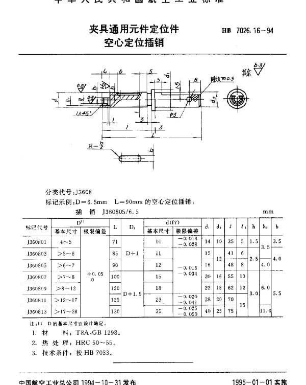 HB 7026.16-1994 夹具通用元件定位件.空心定位插销