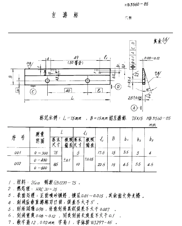 HB 3560-1985 左游标
