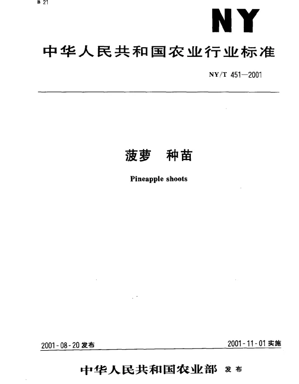 NYT 451-2001 菠萝 种苗