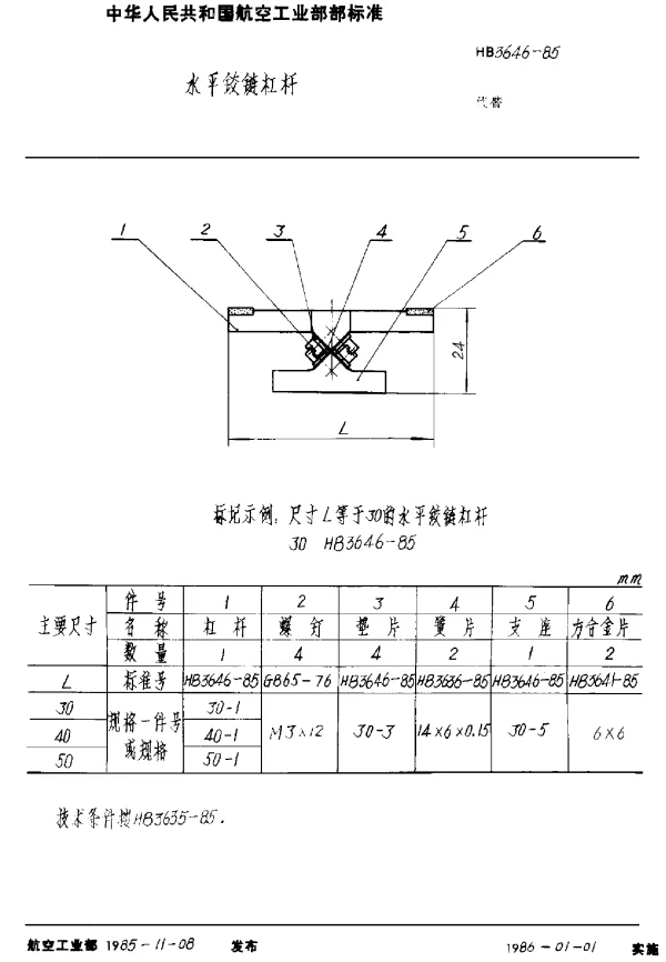 HB 3646-1985 水平铰链杠杆